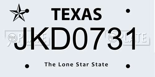 JKD0731 Texas License Plate