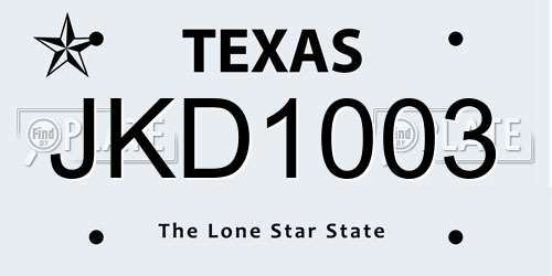 JKD1003 Texas License Plate