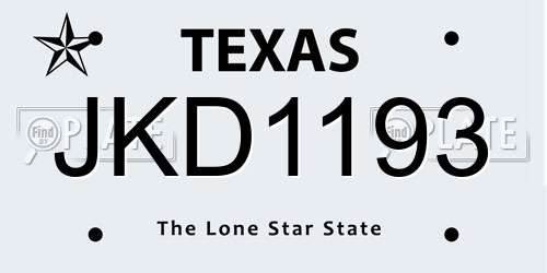 JKD1193 Texas License Plate