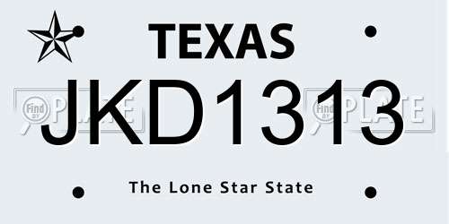 JKD1313 Texas License Plate