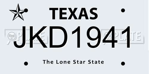 JKD1941 Texas License Plate
