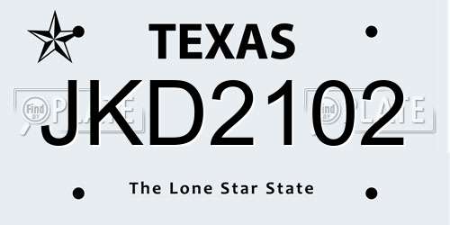 JKD2102 Texas License Plate
