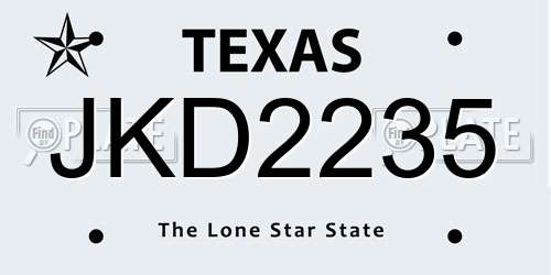 JKD2235 Texas License Plate