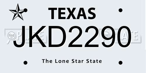JKD2290 Texas License Plate