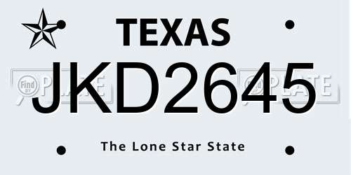 JKD2645 Texas License Plate
