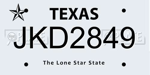 JKD2849 Texas License Plate