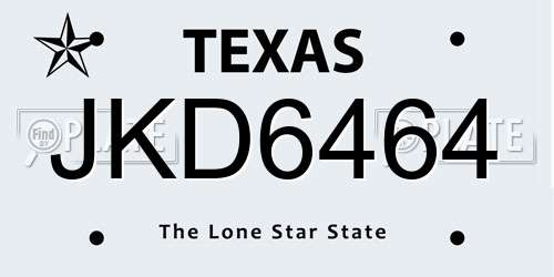 JKD6464 Texas License Plate