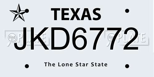 JKD6772 Texas License Plate