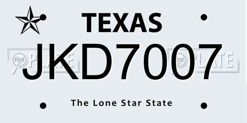 JKD7007 Texas License Plate