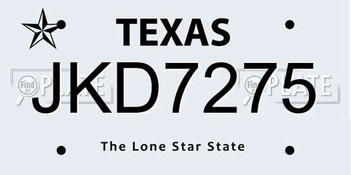 JKD7275 Texas License Plate