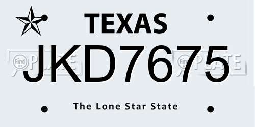 JKD7675 Texas License Plate