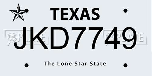 JKD7749 Texas License Plate
