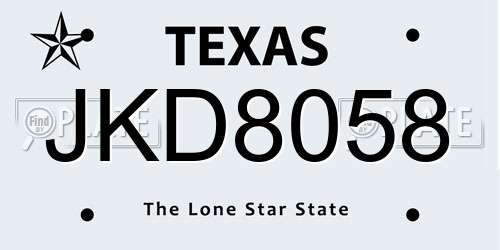 JKD8058 Texas License Plate