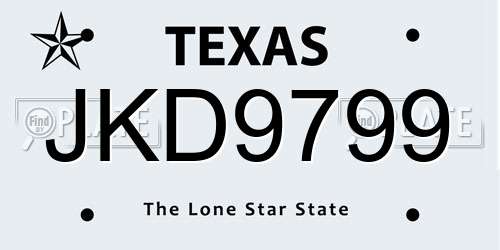JKD9799 Texas License Plate