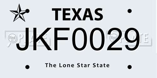 JKF0029 Texas License Plate