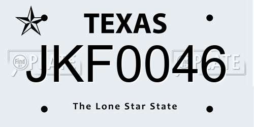 JKF0046 Texas License Plate