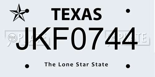 JKF0744 Texas License Plate