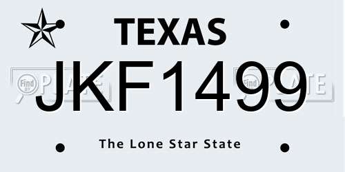 JKF1499 Texas License Plate