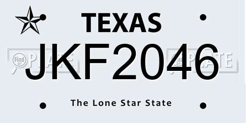 JKF2046 Texas License Plate