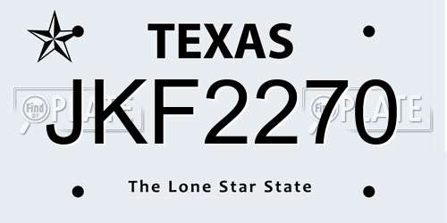 JKF2270 Texas License Plate