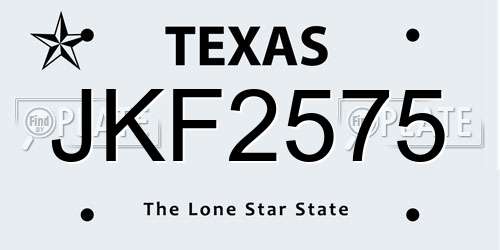 JKF2575 Texas License Plate