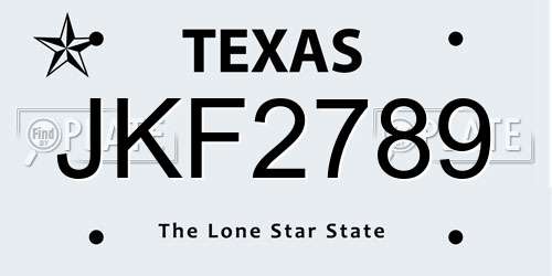 JKF2789 Texas License Plate