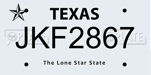 JKF2867 Texas License Plate