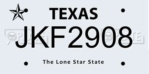 JKF2908 Texas License Plate