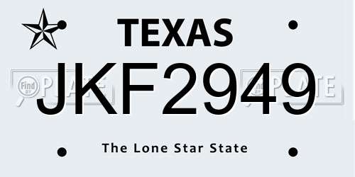 JKF2949 Texas License Plate