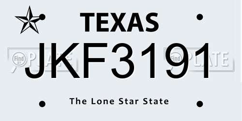 JKF3191 Texas License Plate
