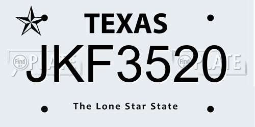 JKF3520 Texas License Plate