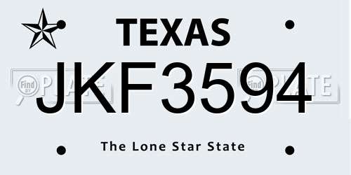 JKF3594 Texas License Plate