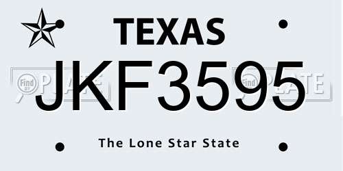 JKF3595 Texas License Plate