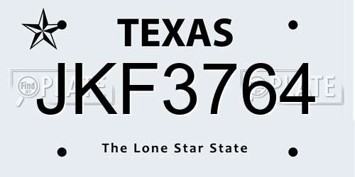 JKF3764 Texas License Plate