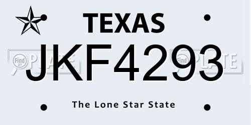 JKF4293 Texas License Plate