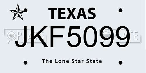 JKF5099 Texas License Plate