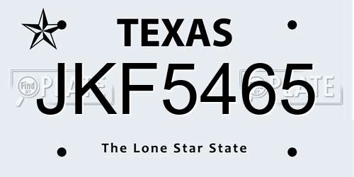 JKF5465 Texas License Plate
