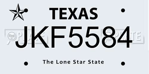 JKF5584 Texas License Plate