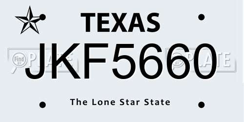 JKF5660 Texas License Plate