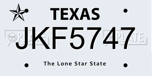 JKF5747 Texas License Plate