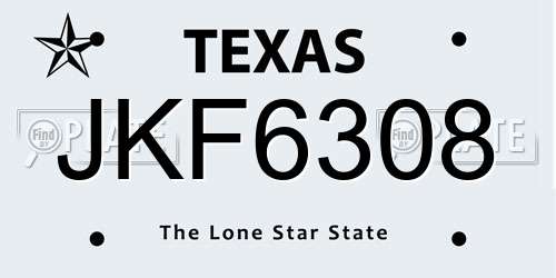 JKF6308 Texas License Plate