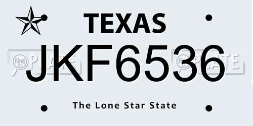 JKF6536 Texas License Plate