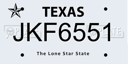 JKF6551 Texas License Plate