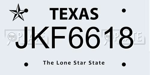 JKF6618 Texas License Plate