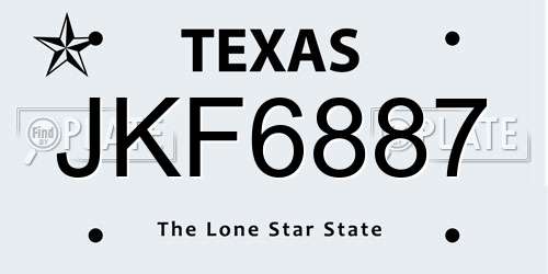 JKF6887 Texas License Plate