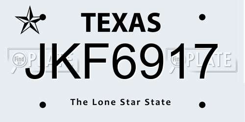JKF6917 Texas License Plate