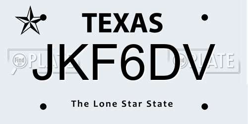 JKF6DV Texas License Plate