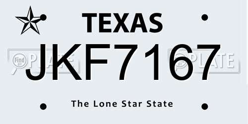 JKF7167 Texas License Plate