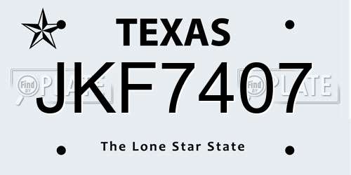 JKF7407 Texas License Plate