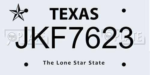 JKF7623 Texas License Plate